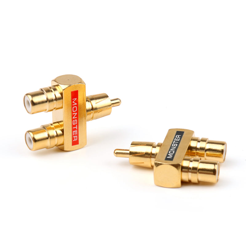 10 Pcs Gold Plated RCA Audio Y Splitter Plug Adapter 1 Male to 2 Female Adapter