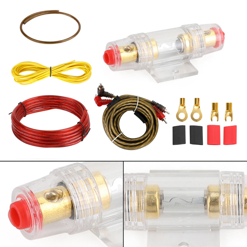 Areyourshop Car Amplifier Wiring Kit MJ-8 Audio RCA Sub Wiring Wire 1500W 10 GA Cable Set