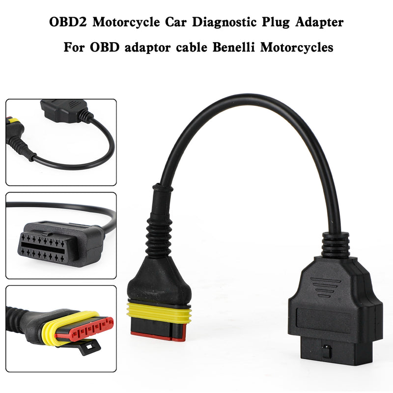 OBD2 6 pin Diagnostic Code Reader Adapter Scanner Cable For Benelli Motorcycle