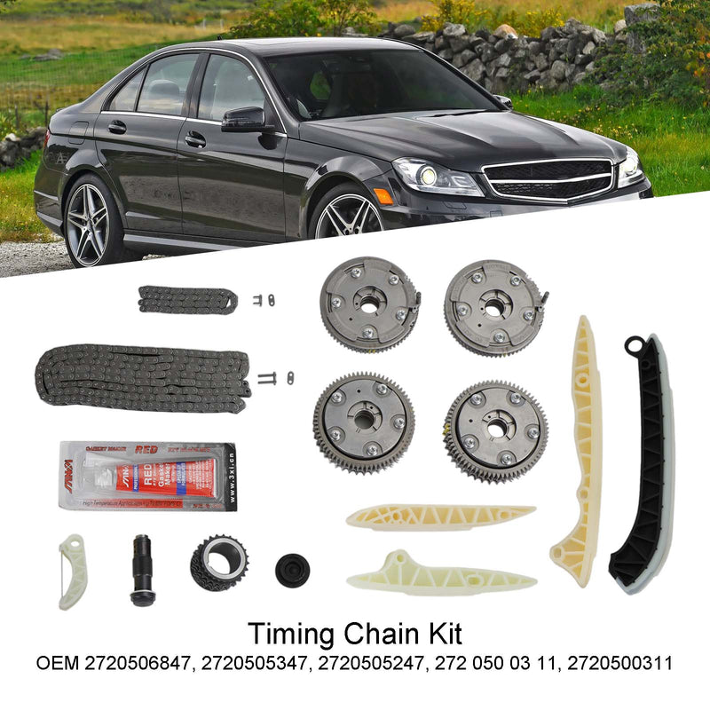 Timing Chain Kit Chain Tensioner Camshaft Adjuster for Mercedes M272 M273 Generic Fedex Express