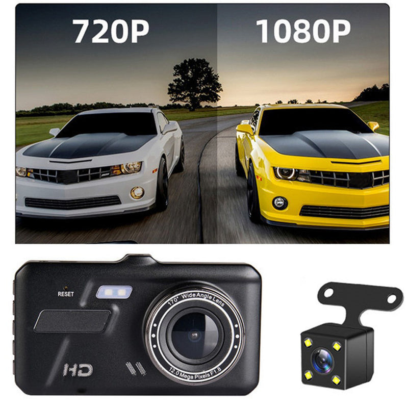 Front and Rear HD 1080P Dash Cam 4" In Car Camera Recorder Dual Night View