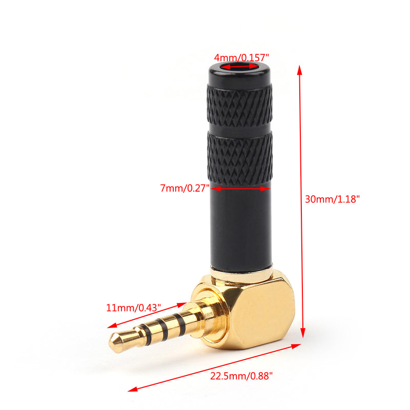 1PCS 2.5mm 4 Pole TRRS Mini Audio Male Plug Right Angle 90¡ã Connector Blk