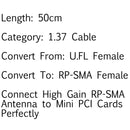 10PCS 1.37 U.FL/ IPX Mini PCI to RP-SMA Pigtail Antenna WiFi Cable 20In 50cm