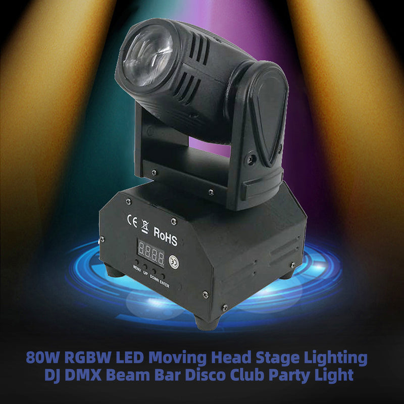 80W RGBW LED Moving Head Stage Lighting DJ DMX Beam Bar Disco Club Party Light