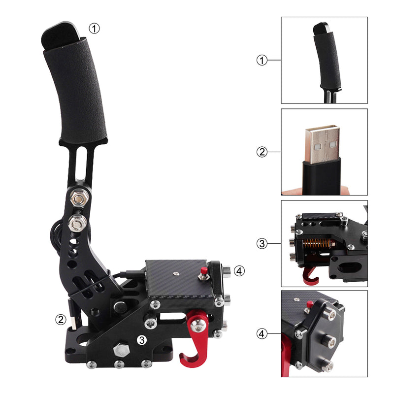 14Bit PS4/PS5 USB Handbrake Kits for Racing Games Steering Wheel Stand G29 Black