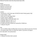 5Pcs Waterproof Push Button Switch Self-Locking Industrial Grade w/Wire Black