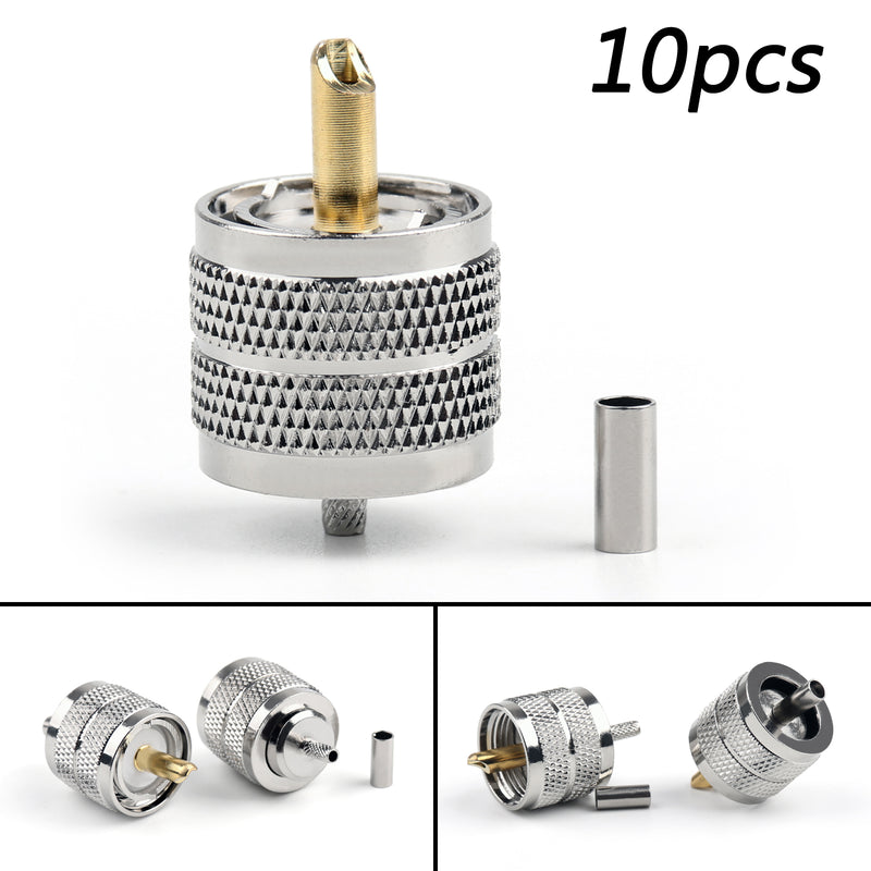 10Pcs UHF Plug Male Pl259 Crimp Connector Adapter For RG316 RG174 RG178 LMR100