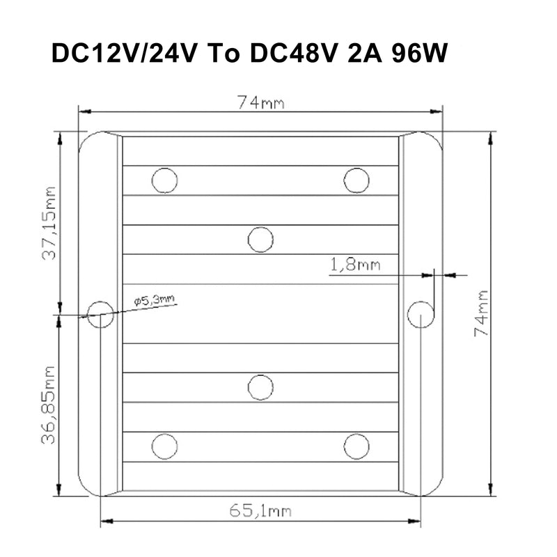 DC-DC 12V/24V-48V 2A 96W Step Up Car Power Supply Converter Regulator Waterproof