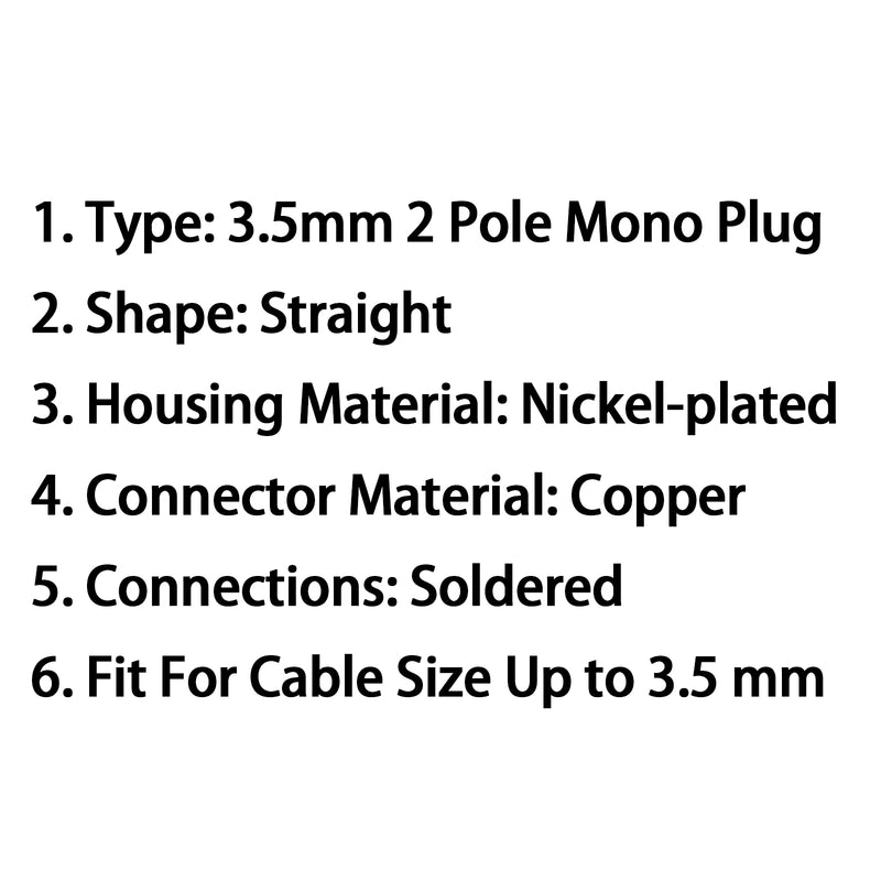 4PCS 3.5mm 2 Pole TS Mono Plug Male MINI Connector For Headphone Adapter Black