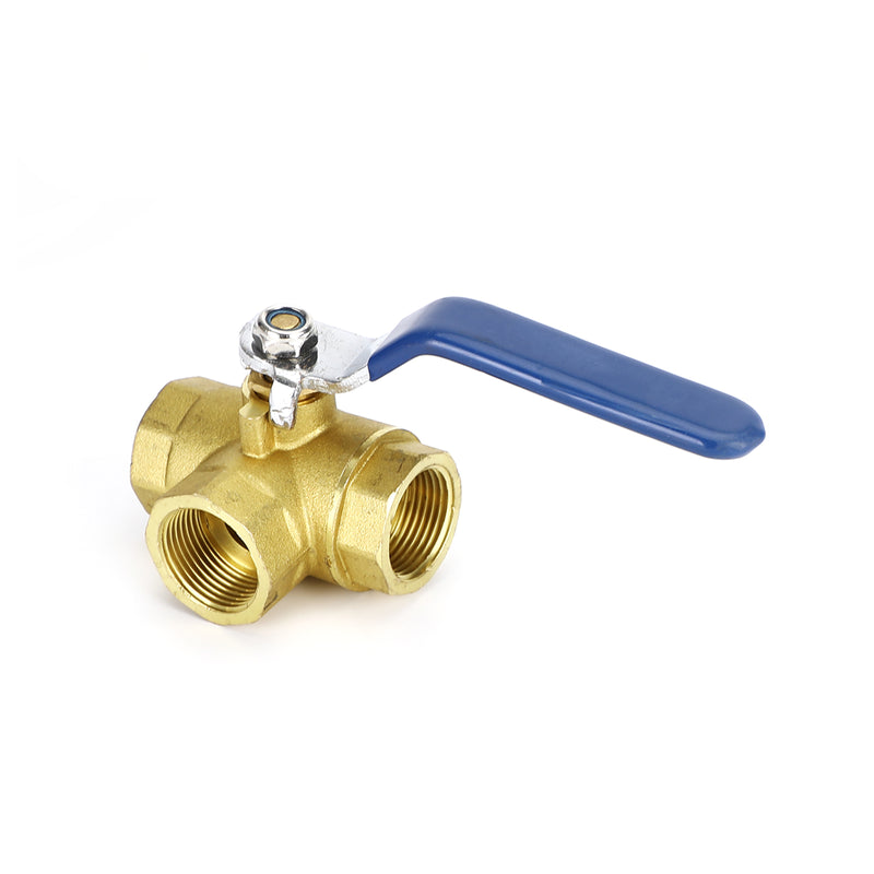 3-Way Ball Valve Female L Port Lever Handle 3/4" NPT Made Of Forged Brass