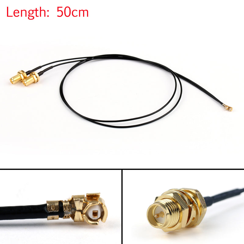 2x 1.37 U.FL/ IPX Mini PCI to RP-SMA Pigtail Antenna WiFi Cable 20In 50cm