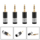 4PCS Mini 3.5mm 3 Pole Stereo Plug Audio Connector Fit DIY Headphone Black