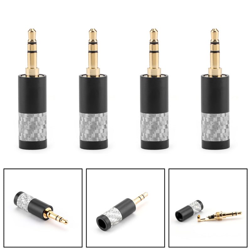 4PCS Mini 3.5mm 3 Pole Stereo Plug Audio Connector Fit DIY Headphone Black