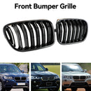 BMW X3 F25 2011-2014 Dual Line Gloss Black Front Bumper Kidney Grille Grill