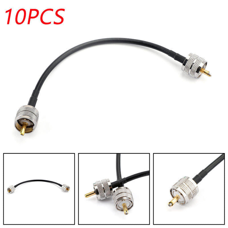 10Pcs UHF PL259 Male to Male Plug Coax Pigtail Jumper Coaxial Cable RG58 25cm Connector