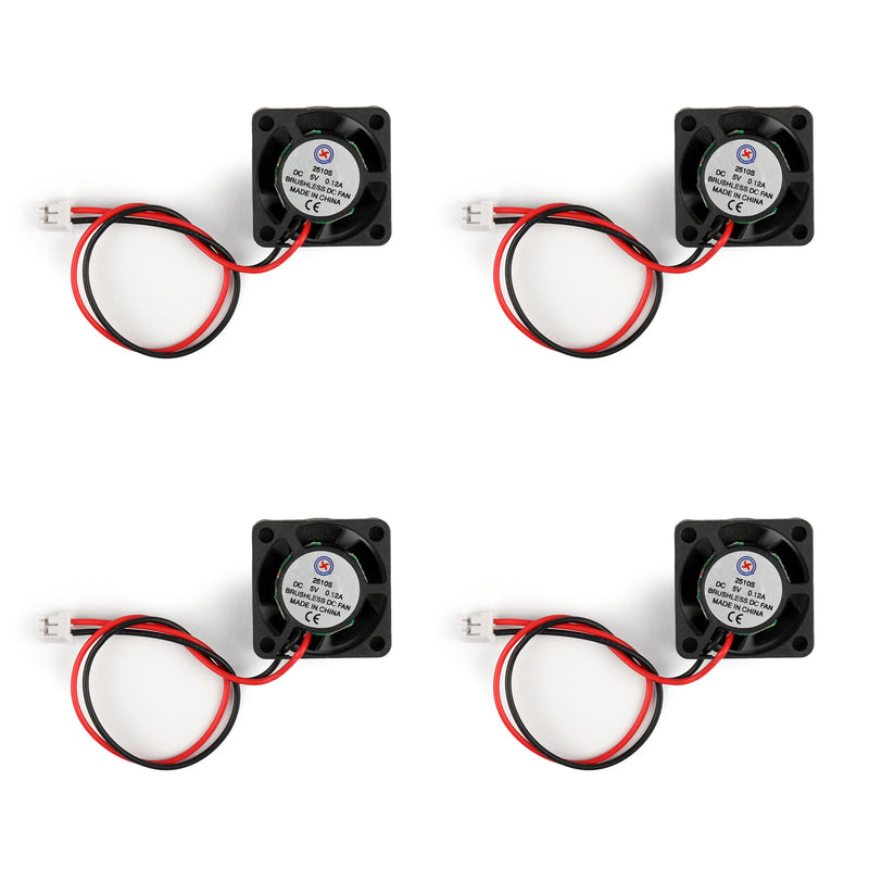 4Pcs DC Brushless Cooling PC Computer Fan 5V 2510s 25x25x10mm 0.12A 2 Pin Wire
