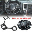 Carbon Fiber ABS Interior Steering Wheel Panel Cover Trim For Ram10-17 Generic