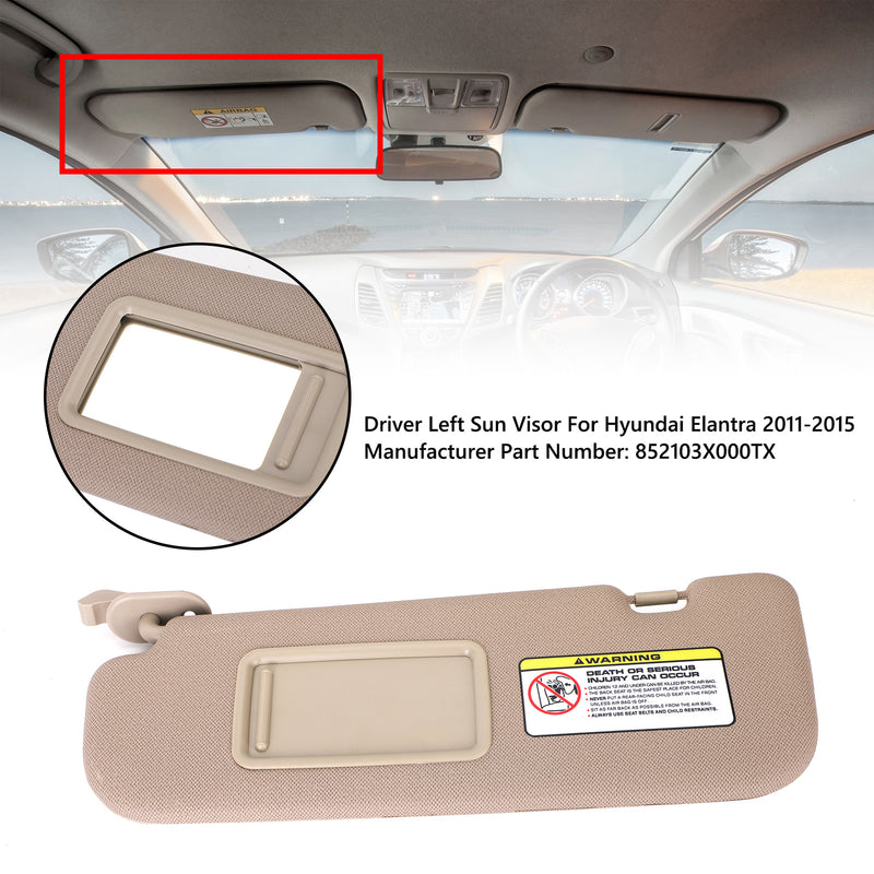 Sun Visor Driver Left Side 852103X000 For Hyundai Elantra MD 2011-2015 Generic