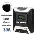 12/24/48V 30A MPPT Solar Charge Controller Panel Battery Regulator Dual USB