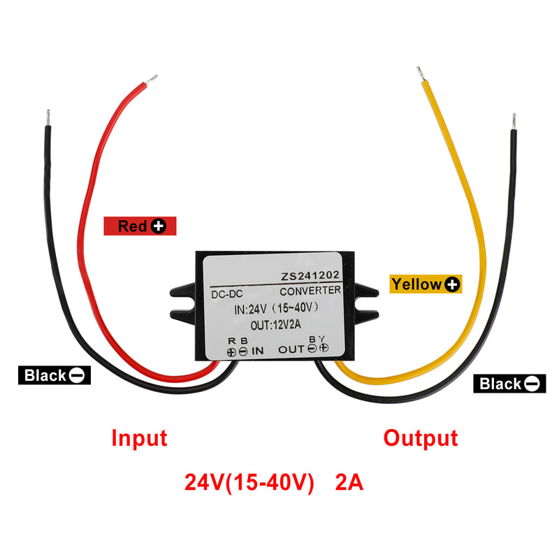 Waterproof DC-DC Converter 24V Step Down to 12V Car Power Supply Module