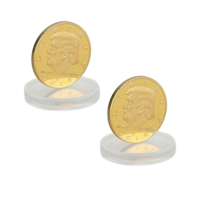 2pcs 2019 US President Donald Trump Plated Commemorative Coin Gold