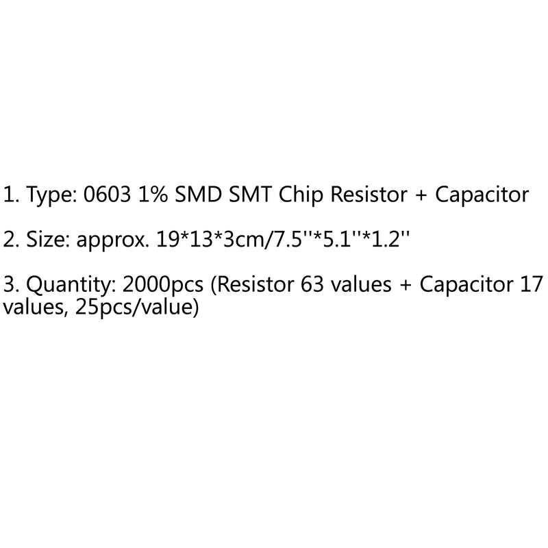 2000PCS 0603 1% SMD Chip SMT Resistor 63 Values + Capacitor 17 Value Sample Book
