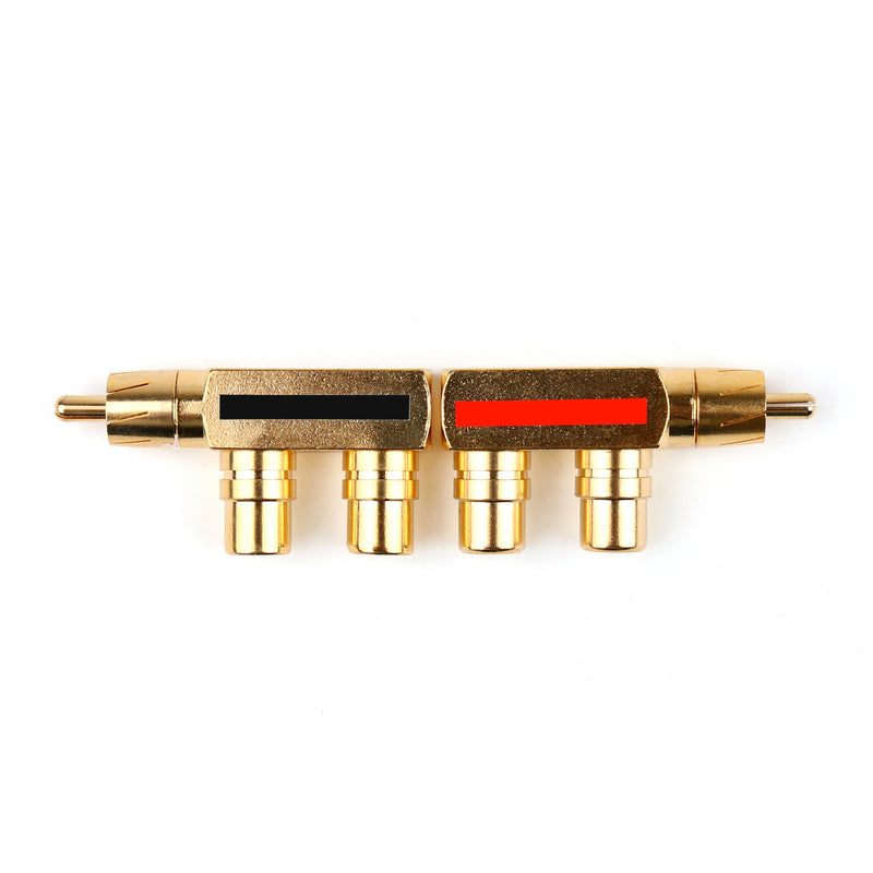 10 Pcs Brass AV Audio Splitter Plug RCA Adapter 1 Male to 2 Female Connector