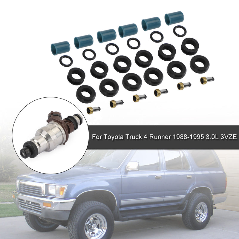 6PCS Fuel Injectors Repair Seal Rebuild Kit fit Toyota 3VZE 1988-1995 3.0L Truck