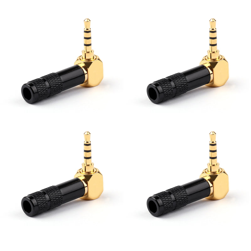 4PCS 2.5mm 4 Pole TRRS Mini Audio Male Plug Right Angle 90¡ã Connector Blk