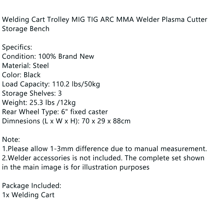 Welding Welder Cart Plasma Cutter MIG TIG ARC Universal Storage Tanks Profession