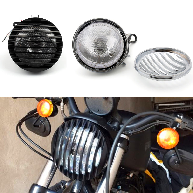 5.75'' Motorcycle Headlight HeadLamp W/ Grill Guard for Cafe Racer Custom Generic