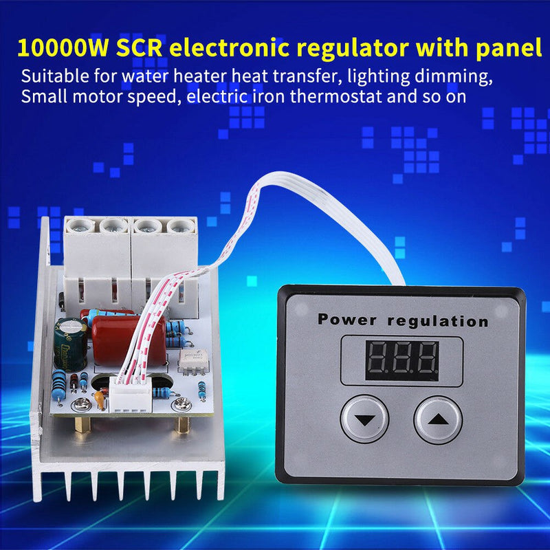 10000W SCR Digital Voltage Regulator Speed Control Dimmer Thermostat AC 220V 80A