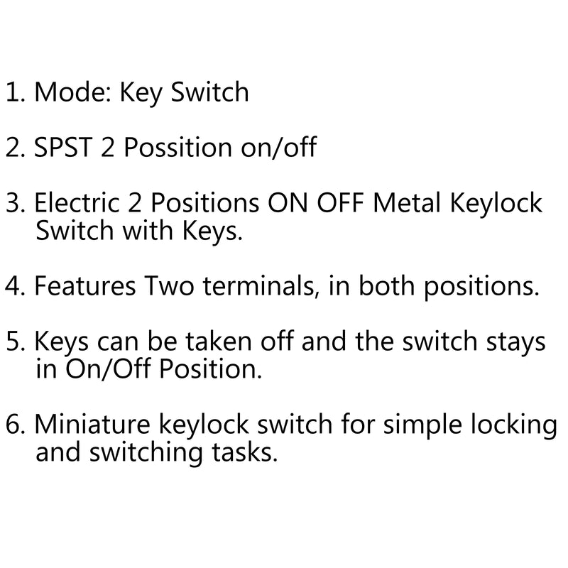 4Set D102 12mm Micro Barrel Electronic Key Lock Switch On/Off 2 Positon With Key