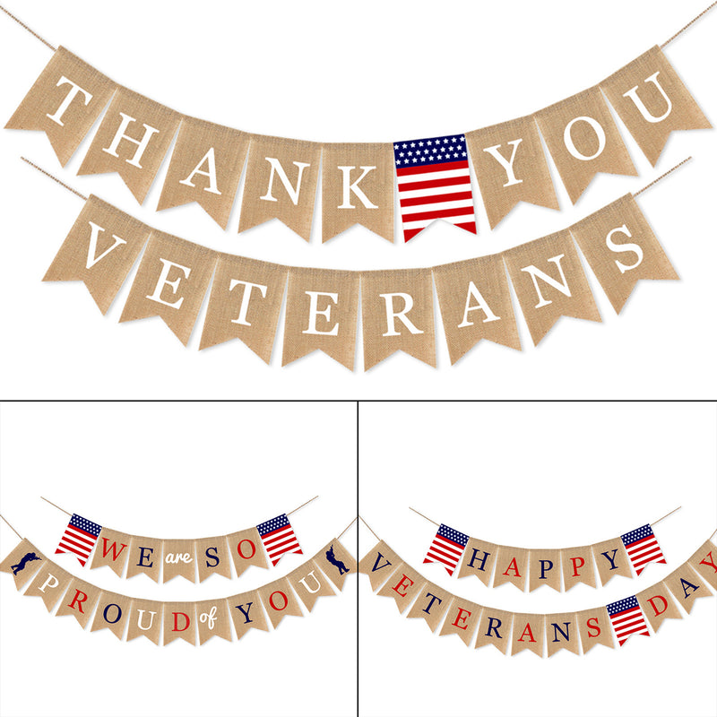 Burlap Veterans Day Congratulations Banner Veterans Day Banner Party Decorations