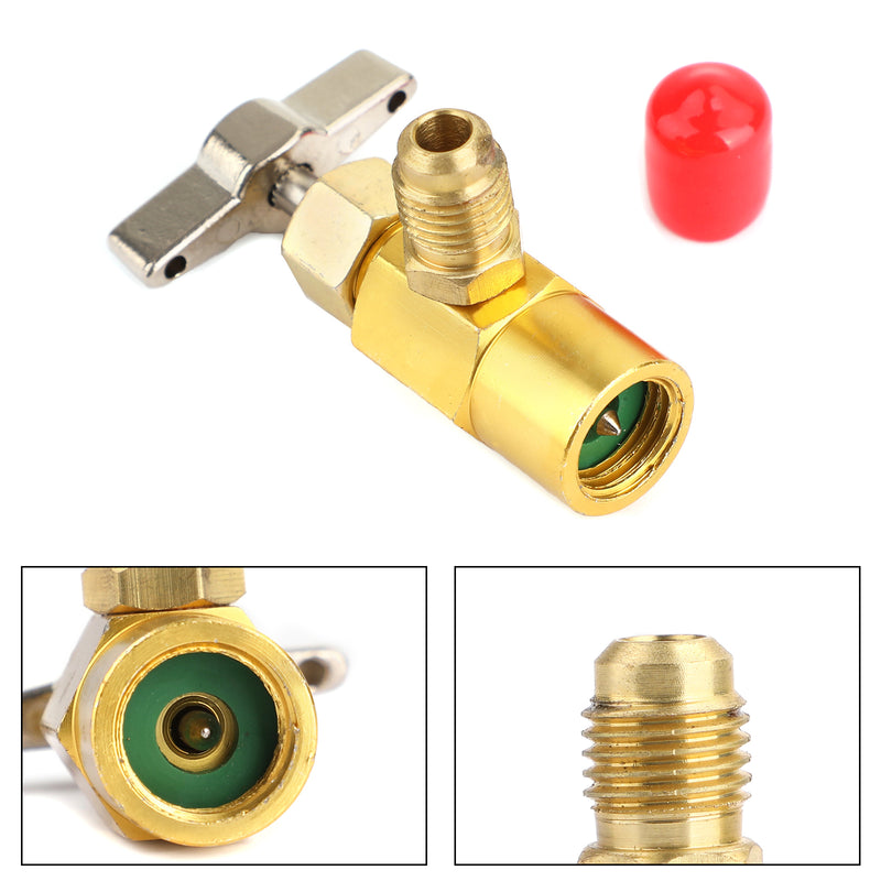 R134a Refrigerant AC Can Bottle Tap 1/2ACME Thread Alloy Adapter Opener Valve