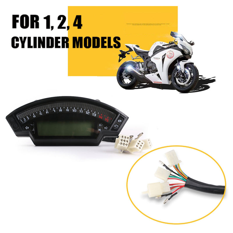 Universal Motorcycle Black Tft Digital Speedometer 14000Rpm Backlight Odometer Generic