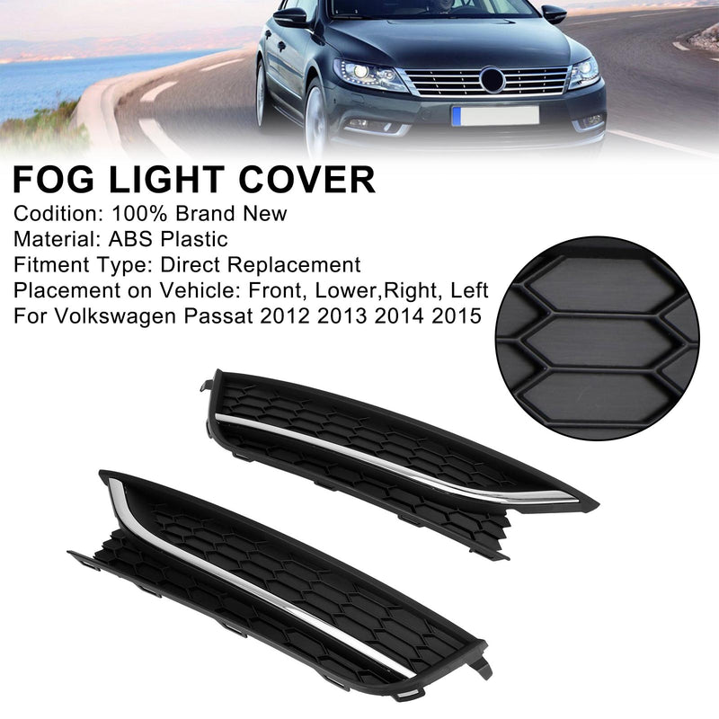 2PCS VW Passat 2012-2015 Front Driving Fog Light Cover Black/Chrome