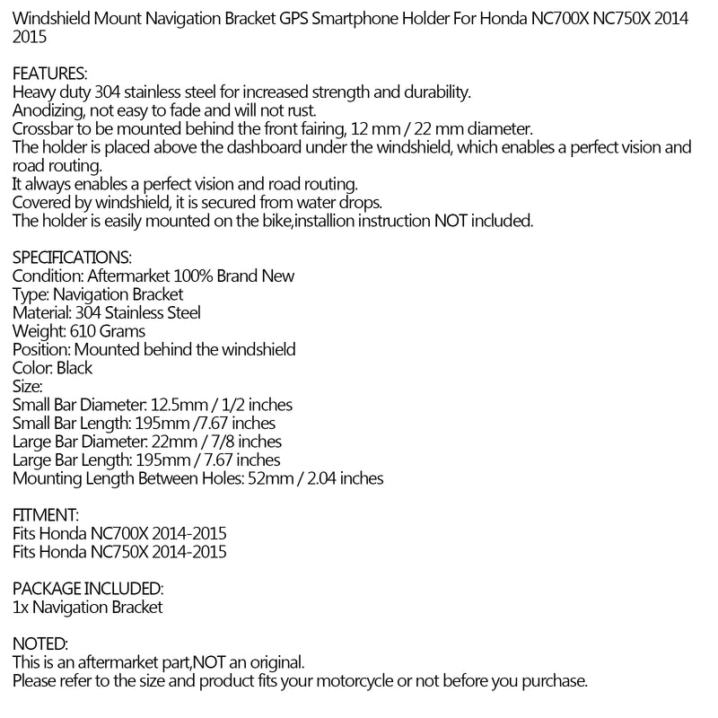 Navigation Bracket Mount GPS Smartphone Holder For Honda NC700X NC750X 2014 2015 Generic