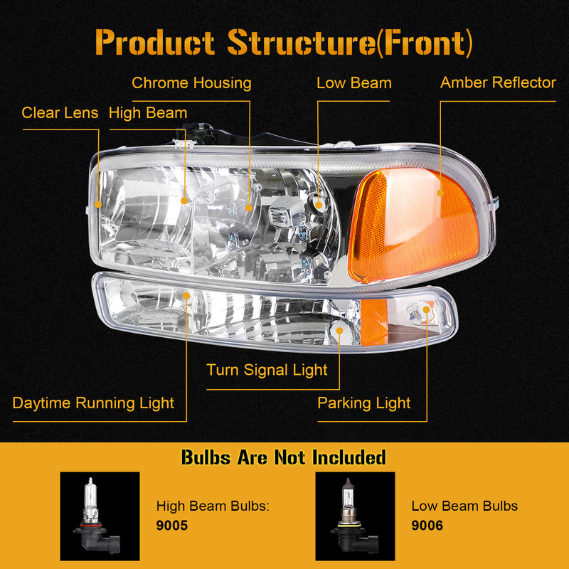 GMC Sierra Yukon XL 1999-2006 Side Headlights/Lamp Assembly