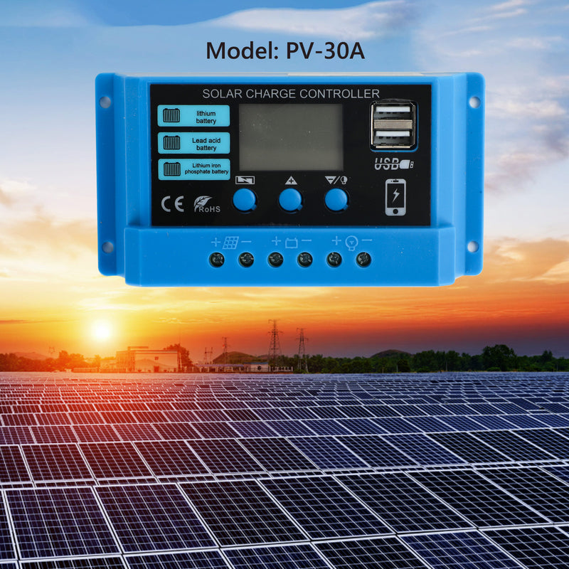 PWM 10A 20A 30A Solar Charge Controller Regulator For 100W 200W 300W Solar Panel