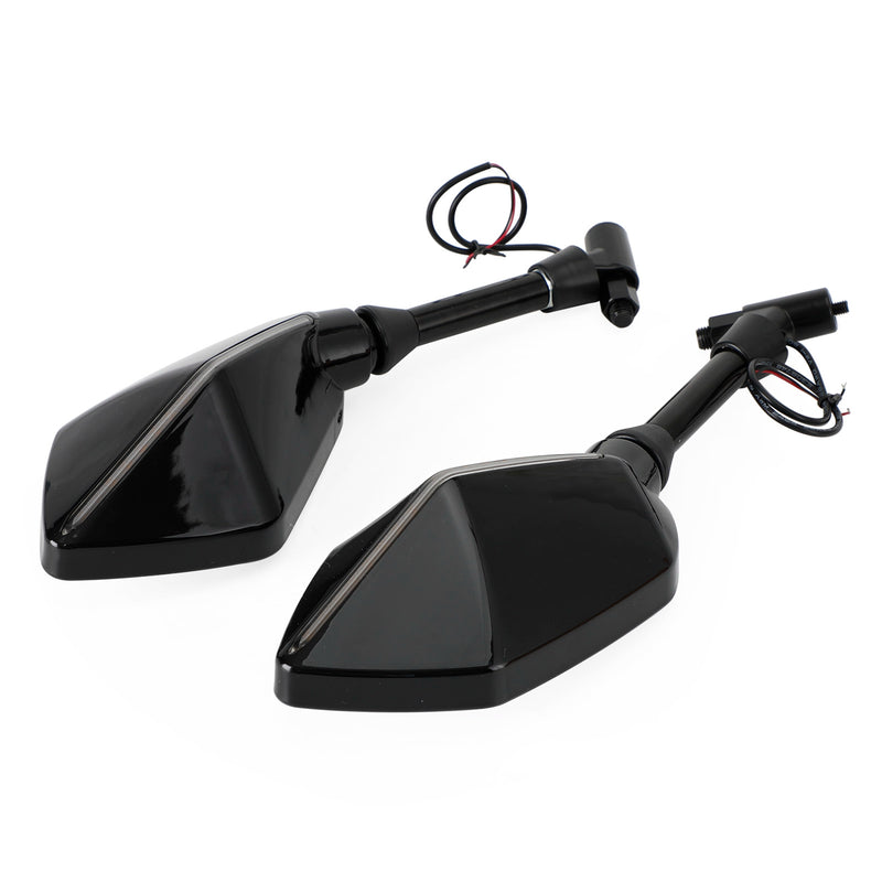 M8 M10 Universal Rearview LED Mirrors Left and Right with Turn Signal Indicator