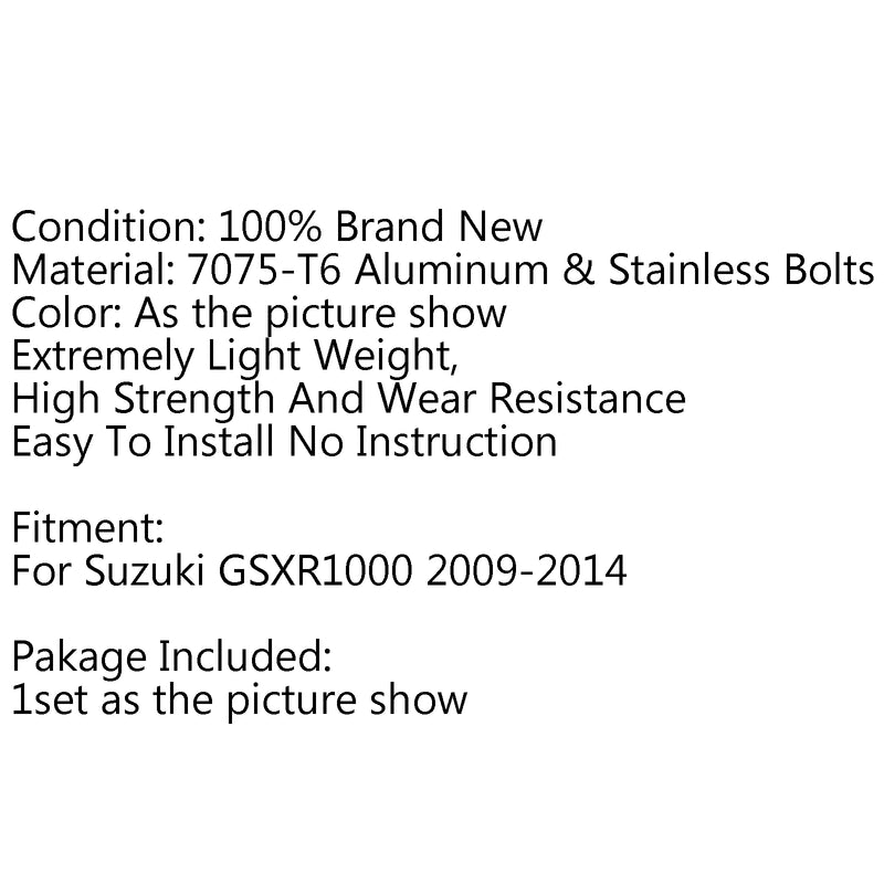 CNC Adjustable Rearset Foot Rest Peg Rear Set For Suzuki GSXR1000 2009-2016 Blac Generic