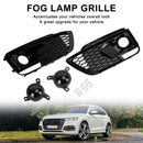 Audi Q5 SQ5 2018-2020 RSQ5 Black Front Honeycomb Fog Lamp Grilles Cover