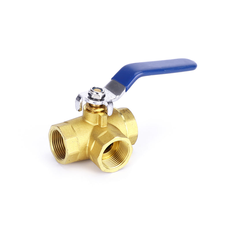 3-Way Ball Valve Female L Port Lever Handle 3/4" NPT Made Of Forged Brass