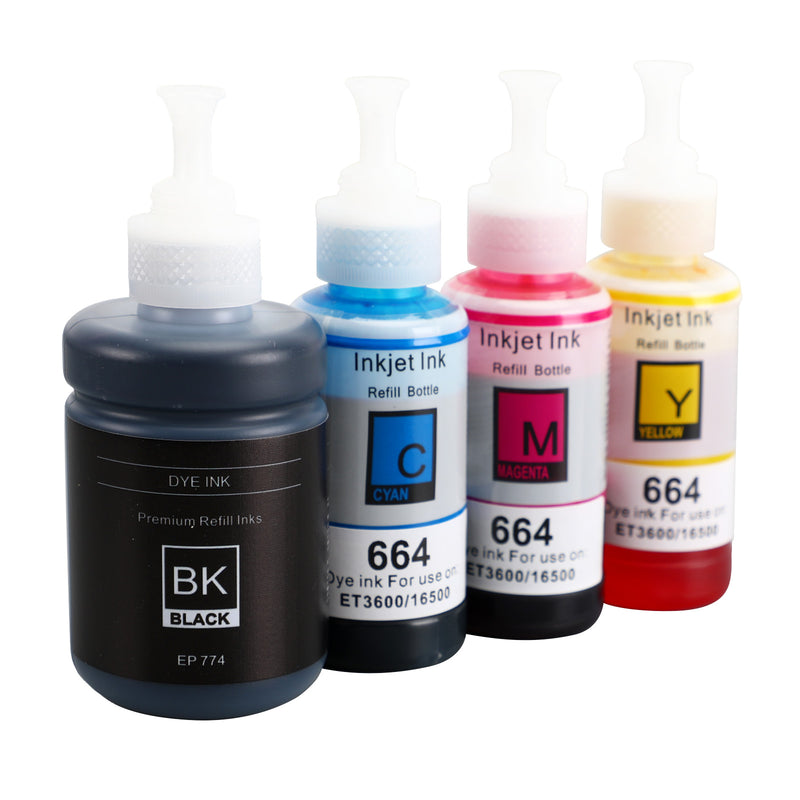 4 Pack Compatible Refill Ink Kits Fit for EPSON T774 T664 WF ET-3600 ET 4550 664 774