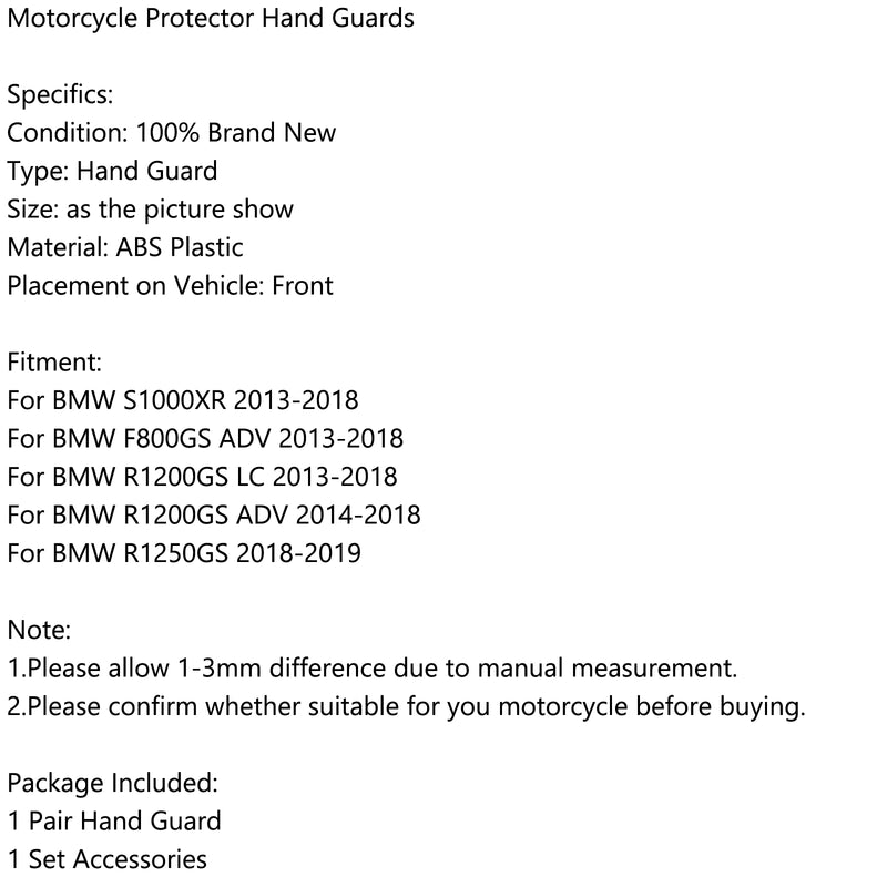 Handguards For BMW S1000XR/F800GS ADV/R1200GS LC/R1200GS ADV 14-18 Generic