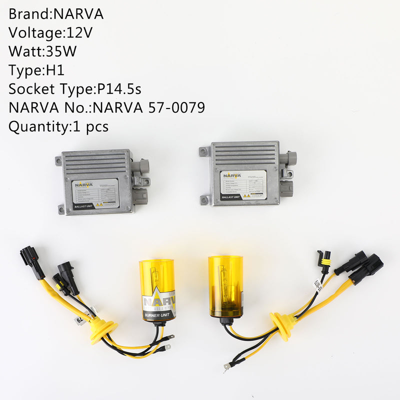 H1 For NARVA HID High Intensity Discharge Headlight Lamp Set 12V35W P14.5s 5500K Generic