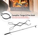 2PCS Hearth Tool Fireplace Set Fire Tools Set Campfire Tongs Fire hook Black