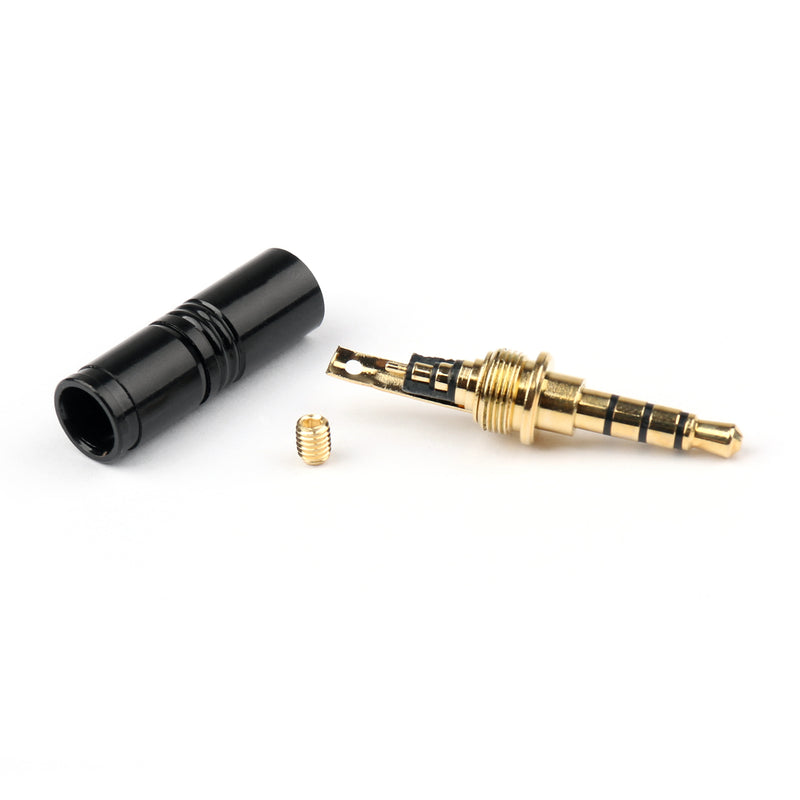 1PCS 3.5mm 4 Pole TRRS Stereo Male Audio Plug Connector For Headphone Black