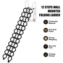 Wall Mounted Folding Ladder Black Loft Attic Stairs Pull down 12 Steps 9.8ft Black Wall Mounted Folding Loft Ladder Stairs Attic Ladder Home Pulldown